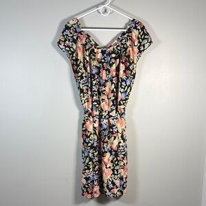 LC Lauren Conrad Black Floral Mini Dress
